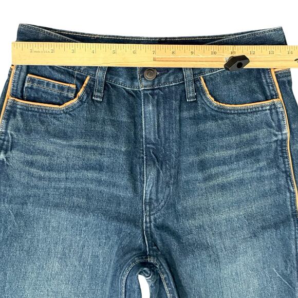 Banana Republic High Rise Vintage Straight Brown Piping Trim Blue Jeans size 26 - Picture 3 of 11